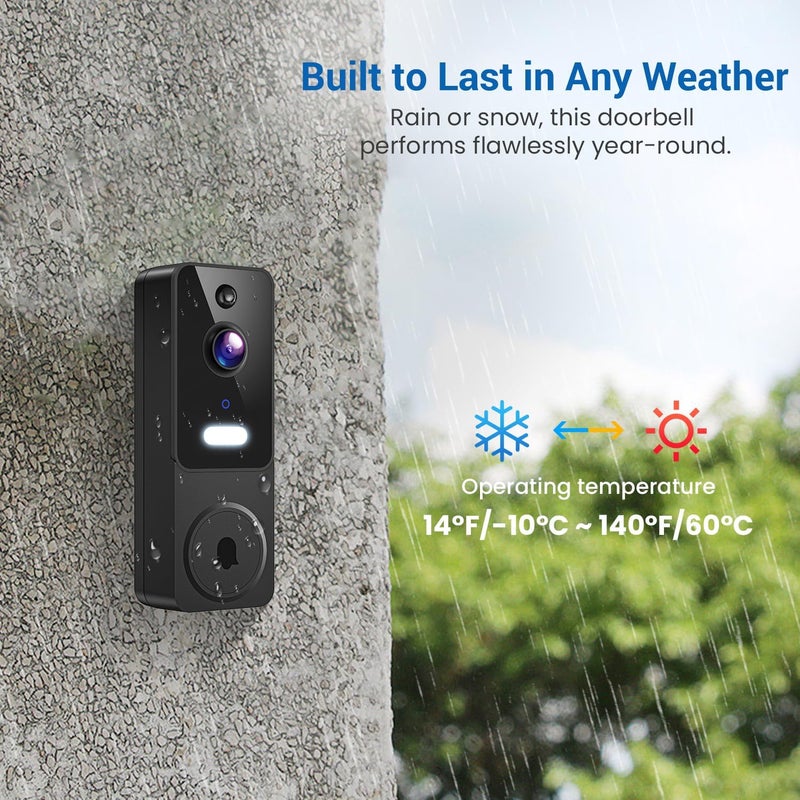 ClipBlur 1080p Wireless Video Doorbell Camera with Doorbell Receiver, Color Night Vision, 2-Way Talk, AI Human Detection and Alerts, 2.4G WiFi Only, Battery Powered, Cloud Storage (Sold Separately) - Image 5